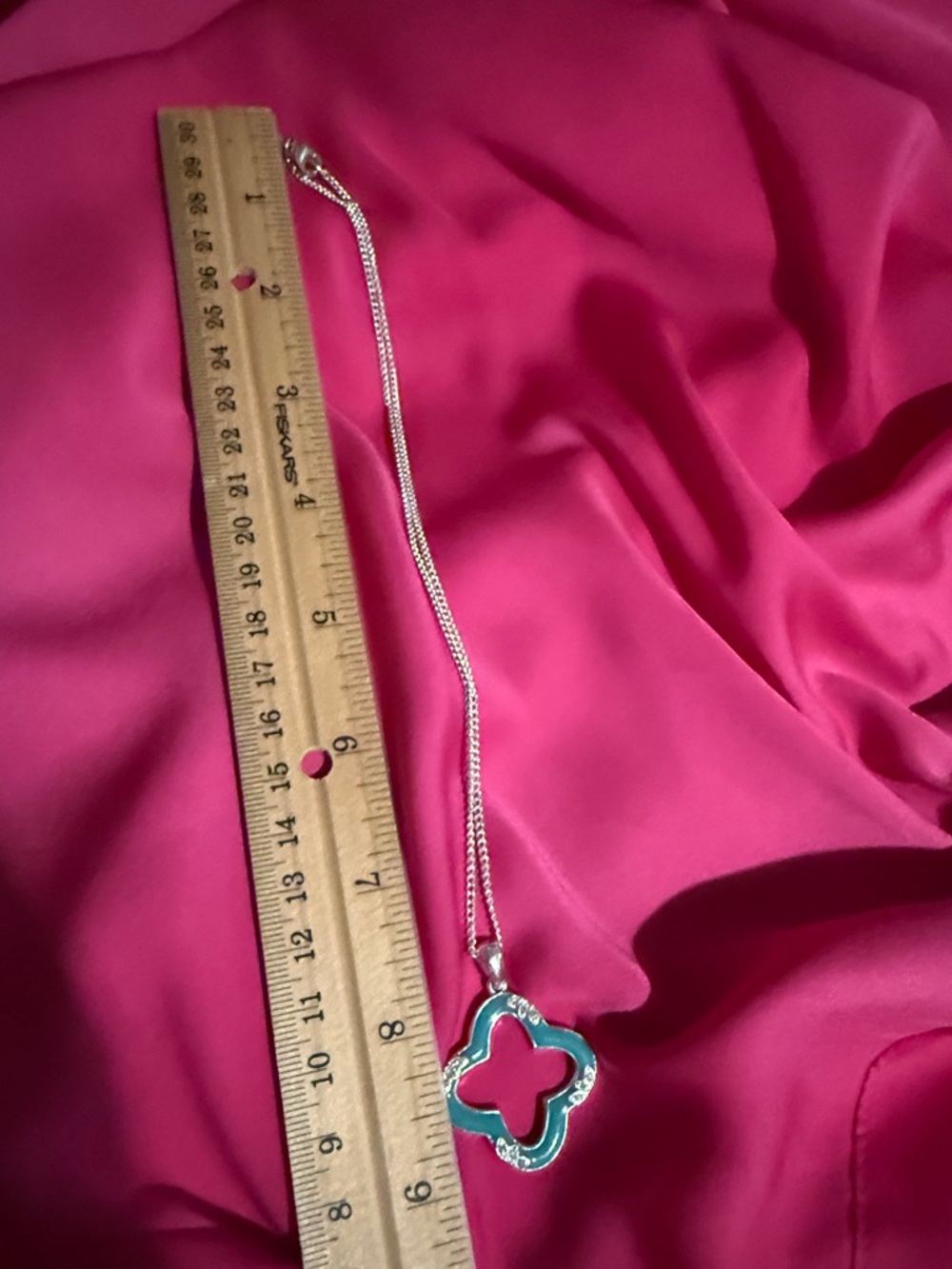 Silver Necklace with Turquoise Clover Pendant - Picture 6 of 6
